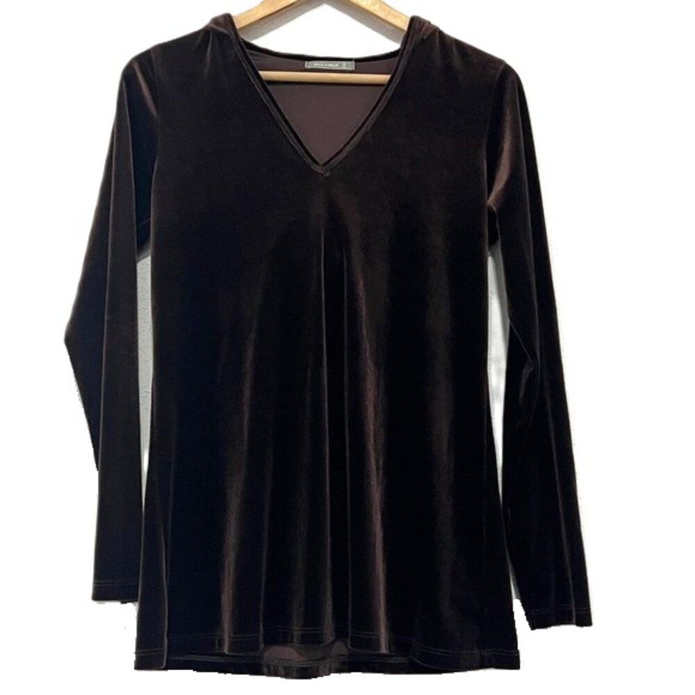 Nally & Millie Dark Brown Hooded Blouse Womens Medium